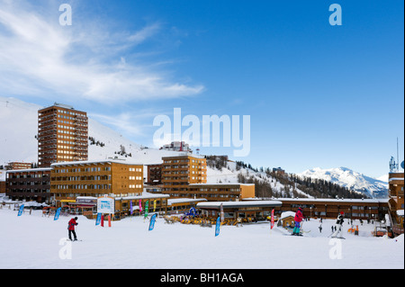 Fondo delle piste in La Plagne Centre,Tarentaise, Savoie, Francia Foto Stock