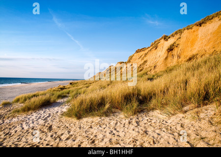 Spiaggia e Red Cliff, Kampen, isola di Sylt, Schleswig-Holstein, Germania Foto Stock