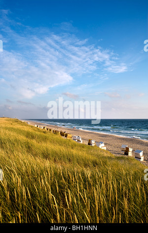 Vista sulla spiaggia vicino a Rantum, isola di Sylt, Schleswig-Holstein, Germania Foto Stock