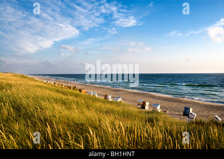 Vista sulla spiaggia vicino a Rantum, isola di Sylt, Schleswig-Holstein, Germania Foto Stock