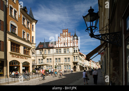 Vista Hamlethaus a Collegienstrasse, Wittenberg, Sassonia-Anhalt, Germania, Europa Foto Stock