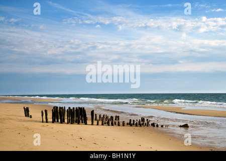 La spiaggia e il mare, Rantum, isola di Sylt, Nord Isole Frisone, Schleswig-Holstein, Germania Foto Stock