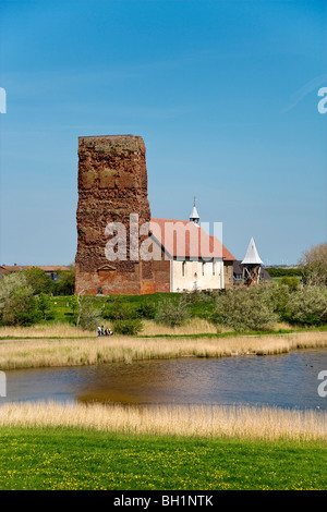 San Salvator Chiesa, Pellworm Island, a nord delle Isole Frisone, Schleswig-Holstein, Germania Foto Stock