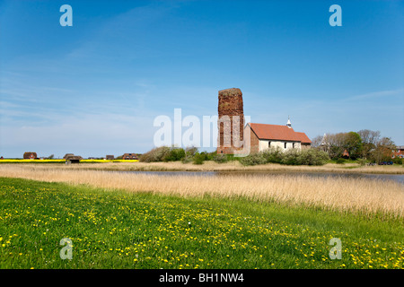 San Salvator Chiesa, Pellworm Island, a nord delle Isole Frisone, Schleswig-Holstein, Germania Foto Stock