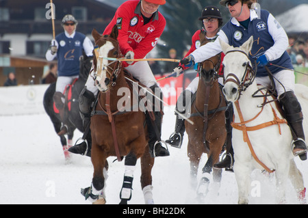 Snow polo, Kitzbuhel, Austria Foto Stock