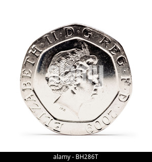 British venti Pence coin vista frontale Foto Stock