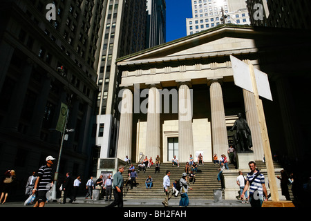 Vista della Federal Hall di New York City, Stati Uniti Foto Stock