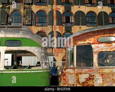 Il vecchio tram in Brooklyn New York Foto Stock