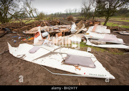 I danni da alluvione dal devastante Novembre 2009 inondazioni nei pressi di Cleveland, Regno Unito. Foto Stock