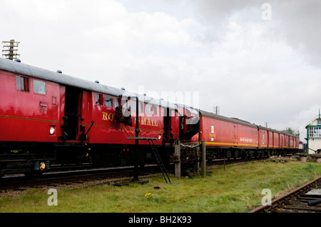 Bolina a vapore in viaggio post office,Great central railway, leicestershire, Inghilterra Foto Stock