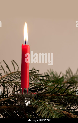 Red christmas candle Foto Stock