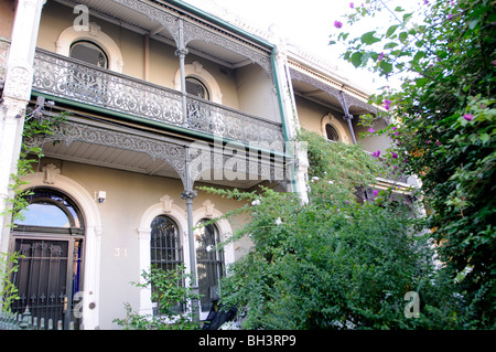 Casa a schiera brunswick street fitzroy Melbourne Victoria Australia Foto Stock