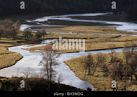 Vista sulla pianura alluvionale di Linn di Dee. Foto Stock