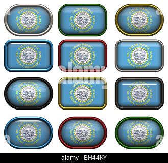 Dodici grandi pulsanti della bandiera del Dakota del Sud Foto Stock