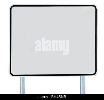 Un fustellato cartello stradale isolato su bianco. Foto Stock