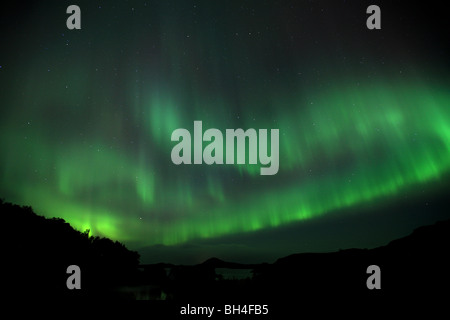 Aurora Boreale sopra il Lago Myvatn, Islanda Foto Stock