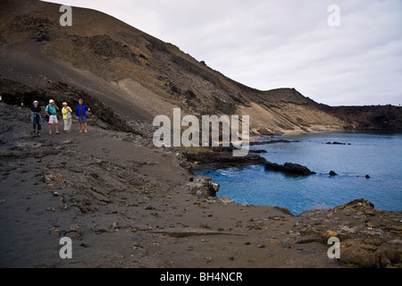 Bartolome isola è nota per la sua spettacolare lunare come lava paesaggio incrostato Bartolome Island Isole Galapagos Ecuador Foto Stock