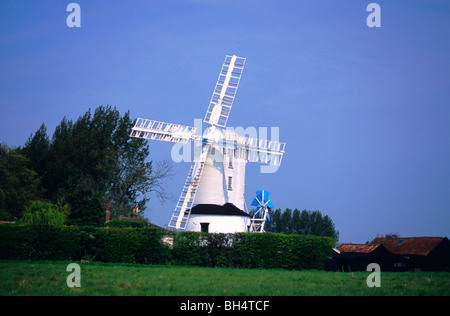 Saxtead Green post mill, Suffolk, Inghilterra Foto Stock