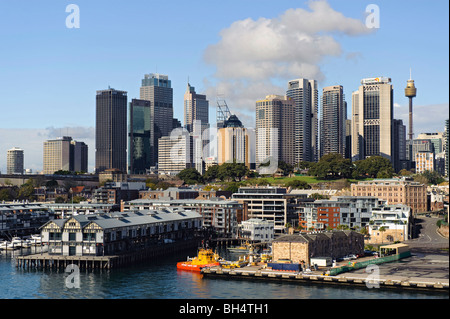 Sydney CBD Skyline da Darling Harbour, NSW, Australia Foto Stock