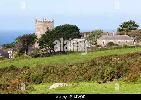 La chiesa di St Senara nel villaggio di Zennor, Cornwall Foto Stock