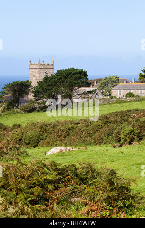 La chiesa di St Senara nel villaggio di Zennor, Cornwall Foto Stock