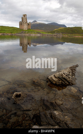 Ardvreck rovine del castello sul Loch Assynt. Foto Stock