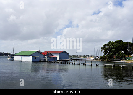 Boatshed a Mosman Bay nei pressi di Cottesloe in Western Australia. Foto Stock