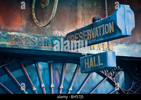 Conservazione Hall Jazz Club nel Quartiere Francese di New Orleans, LA Foto Stock