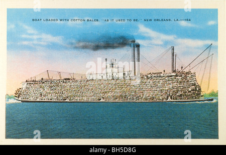 Barca caricata con 9226 balle di cotone di New Orleans in Louisiana Foto Stock