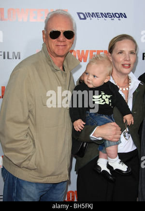 MALCOLM MCDOWELL SEAMUS MCDOWELL KELLEY MCDOWELL HALLOWEEN II LOS ANGELES PREMIERE LOS ANGELES CALIFORNIA CA USA 24 Agosto Foto Stock