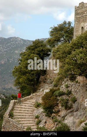 Rovina di Castell d: Alaro, Isola di Maiorca, Spagna Foto Stock