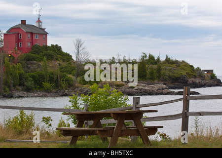 Faro sul Lago superiore Marquette Maritime Museum Upper Peninsula in Michigan Michigan Michigan, grandi Laghi immagini orizzontali negli Stati Uniti ad alta risoluzione Foto Stock