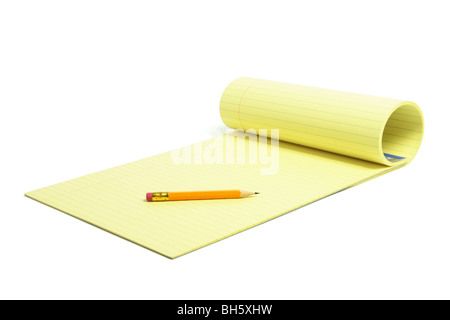 Matita e taccuino di scrittura Foto Stock