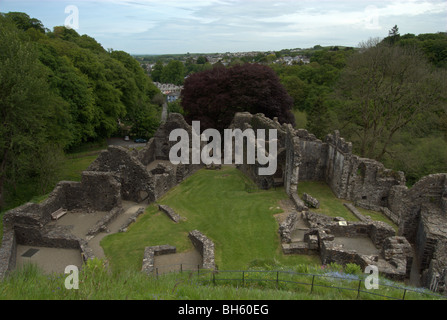 Rovine del Castello di Okehampton, Dartmoor Devon Foto Stock