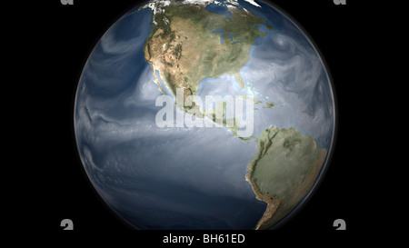 Piena la terra vista che mostra il vapore acqueo oltre le Americhe. Foto Stock