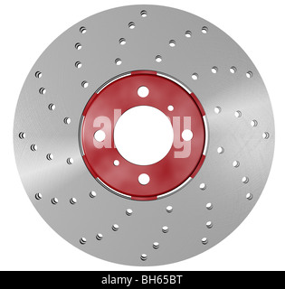 A doppio rotore del freno a disco separato su bianco Foto Stock