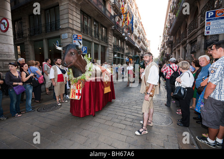 Impressioni di Fieste de la Merce, Barcellona, in Catalogna, Spagna Foto Stock