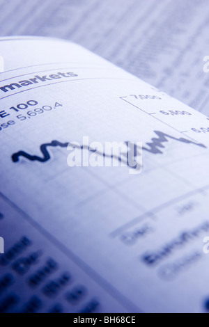 Grafico che mostra il calo dei prezzi dei titoli azionari Foto Stock