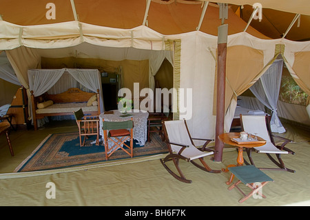 Collari 1920 Safari Camp, il Masai Mara riserva nazionale del Kenya. Foto Stock