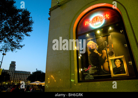 Hard Rock Café , Plça Cataluña, Barcellona, in Catalogna. Spagna. Foto Stock