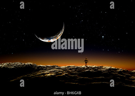 Un velo sottile di materiale gassoso circostante il blu-bianco Stella Vega. Foto Stock