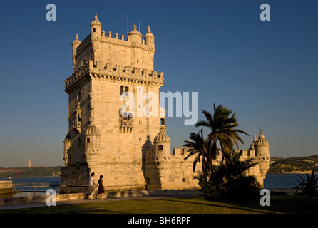 La Torre di Belem, Lisbona, Portogallo, Europa Foto Stock