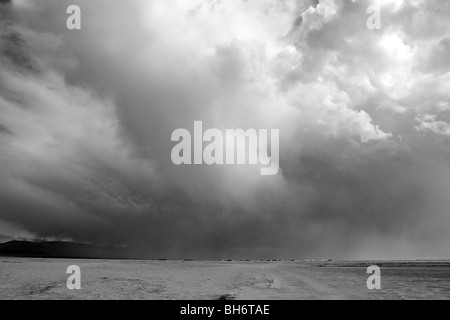 Tempesta, Salinas Grande, Route 52, provincia di Jujuy, Argentina Foto Stock