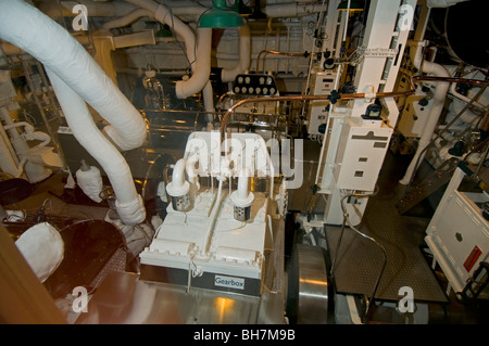 La sala del motore del Royal Yacht Britannia ormeggiato a Leith Edimburgo 5974 SCO Foto Stock