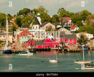 Nova Scotia, Lunenburg, vista panoramica del porto di Lunenburg, Patrimonio Mondiale UNESCO sito Foto Stock