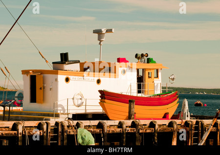Nova Scotia, Lunenburg, chiatte e Dory barche, Lunenburg Porto. Patrimonio mondiale UNESCO sito Foto Stock