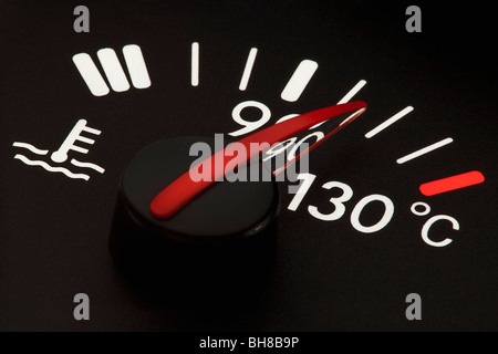 Dettaglio di un indicatore della temperatura in un'auto Foto Stock