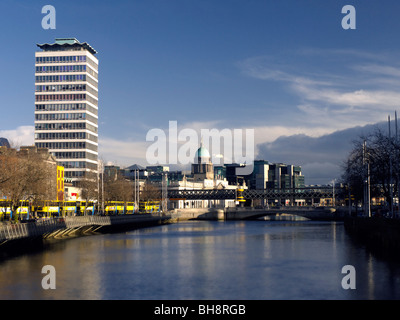 Liberty Hall e Custom House Dublino Irlanda Foto Stock