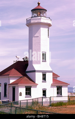 Vicino a Port Townsend, nello Stato di Washington, Stati Uniti d'America - Punto Faro di Wilson, Fort Worden parco statale, Jefferson county Foto Stock