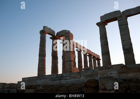 Tempio di Poseidone nella luce della sera Foto Stock